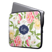 Rosa Grüne und gelbe Frühlingsblumen Wasserfarben Laptopschutzhülle (Vorderseite Links)