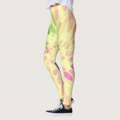 Rosa grüne und gelbe gefärbte Krawatte Leggings (Links)