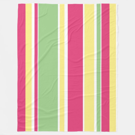 Rosa, grüne und gelbe Streifen Fleecedecke (Vorderseite)