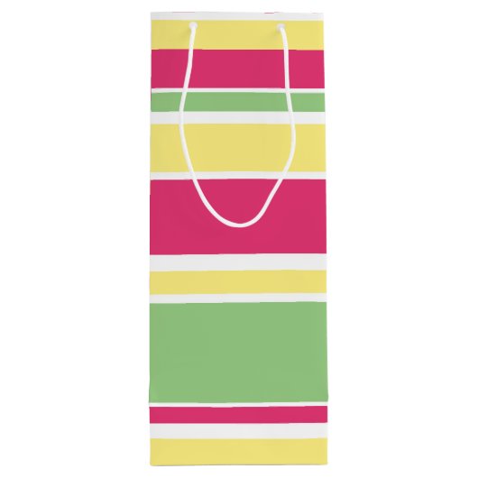 Rosa, grüne und gelbe Streifen Geschenktüte Für Weinflaschen (Rückseite)