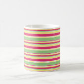 Rosa, grüne und gelbe Streifen Kaffeetasse (Mittel)