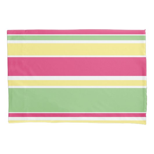 Rosa, grüne und gelbe Streifen Kissenbezug (Vorderseite)