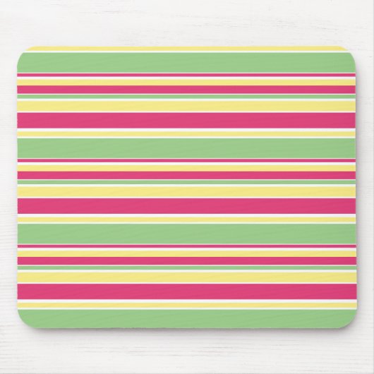 Rosa, grüne und gelbe Streifen Mousepad (Vorne)