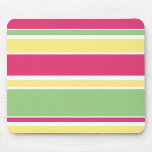 Rosa, grüne und gelbe Streifen Mousepad (Vorne)