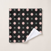 Rosa grüne und schwarze Punkte Badhandtuch Set (Waschlappen)