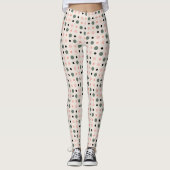 Rosa grüne und schwarze Punkte Leggings (Vorderseite)