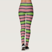 Rosa, grüne und schwarze Streifen Leggings (Rückseite)