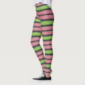 Rosa, grüne und schwarze Streifen Leggings (Links)