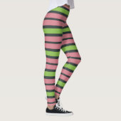 Rosa, grüne und schwarze Streifen Leggings (Rechts)