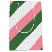 Rosa, grüne und weiße Streifen Mittlere Geschenktüte (Vorderseite)