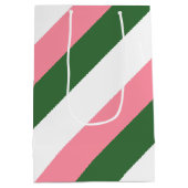 Rosa, grüne und weiße Streifen Mittlere Geschenktüte (Rückseite)