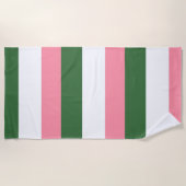 Rosa, grüne und weiße Streifen Strandtuch (Vorderseite)