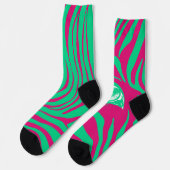 Rosa grüne ungleiche Zebrasocken Socken (Linkes Detail)
