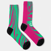 Rosa grüne ungleiche Zebrasocken Socken (Rechts)