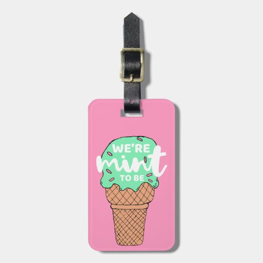 Rosa, grüne Valentinskizzen minze zu Eiscreme Gepäckanhänger (Vorderseite vertikal)