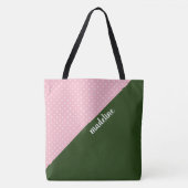 Rosa/grüne w-Polkapunkte des mit Monogramm Tasche (Vorderseite)