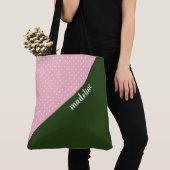 Rosa/grüne w-Polkapunkte des mit Monogramm Tasche (Von Nahem)