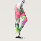 Rosa grüne Wasserfarbe Botanical Blüte Leggings (Rechts)