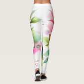 Rosa grüne Wasserfarbe Botanical Blüte Leggings (Rückseite)