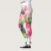 Rosa grüne Wasserfarbe Botanical Blüte Leggings (Links)