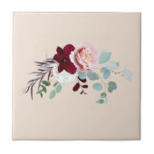 Rosa Grüne Wasserfarbe Fliese (Vorderseite)