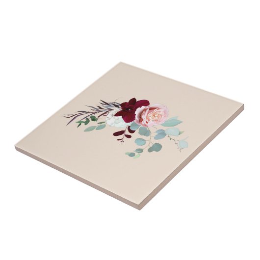 Rosa Grüne Wasserfarbe Fliese (Seite)