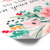 Rosa grüne Wasserfarbe Floral Bouquet Gefallen Zei Poster (Ecke)