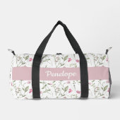 Rosa Grüne Wasserfarbe Wildblumen-Monogramm Duffle Bag (Vorderseite)