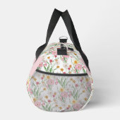 Rosa grüne Wasserfarbe Wildblumen-Monogramm Duffle Bag (Rechts)