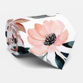 Rosa Grüne Wasserfarben Blumenmuster Krawatte (Gerollt)