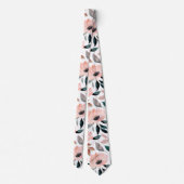 Rosa Grüne Wasserfarben Blumenmuster Krawatte (Rückseite)