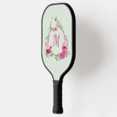 Rosa + Grüne Wasserfarbenmonogramm Pickleball Schläger (Links)
