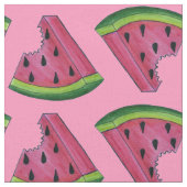 Rosa Grüne Wassermelone Fruchtmelone Slice Stoff (Nahaufnahme)