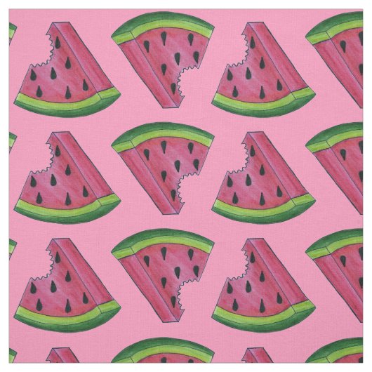 Rosa Grüne Wassermelone Fruchtmelone Slice Stoff (Muster)
