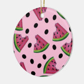Rosa Grüne Wassermelone Melon Slice Wedge Frucht Keramik Ornament (Links)