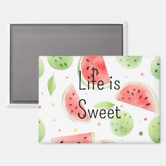 Rosa grüne Wassermelonenfrucht Magnet (Vorderseite/Rückseite)