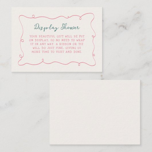 Rosa grüne Wavy Frame Brautparty Display-Dusche Begleitkarte (Vorne/Hinten)