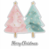 Rosa Grüne Weihnachtsbäume Aufkleber (Vorderseite)