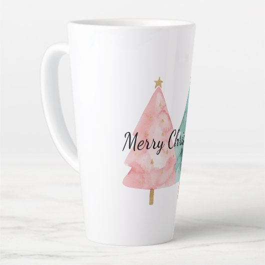 Rosa Grüne Weihnachtsbäume Milchtasse (Linke Ecke)