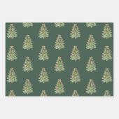 Rosa Grüne Weihnachtsbaumen Bow Geschenkpapier Set (Vorderseite 2)