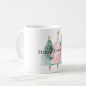 Rosa Grüne Weihnachtsbaumen Gold Stars Kaffeetasse (Vorderseite Links)