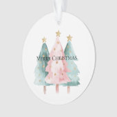 Rosa Grüne Weihnachtsbaumen Gold Stars Ornament (Vorderseite)