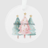 Rosa Grüne Weihnachtsbaumen Gold Stars Ornament (Vorderseite)