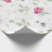 Rosa, grüne, weiße Blume Geschenkpapier (Ecke)