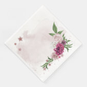Rosa-grüne, weiße Blüte Serviette (Ecke)