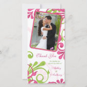 Rosa, grüne, weiße Blütenhochzeit Danke (Vorderseite)