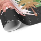 Rosa grüne weiße Weihnachtsbäume Sterne Schwarz Geschenkpapier (Rolleneckpunkt)