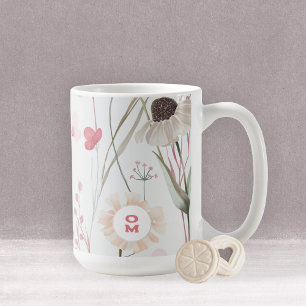 Rosa grüne Wildblume Kaffeetasse