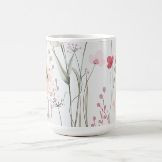 Rosa grüne Wildblume Kaffeetasse (Mittel)