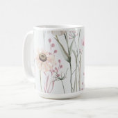 Rosa grüne Wildblume Kaffeetasse (Vorderseite Links)